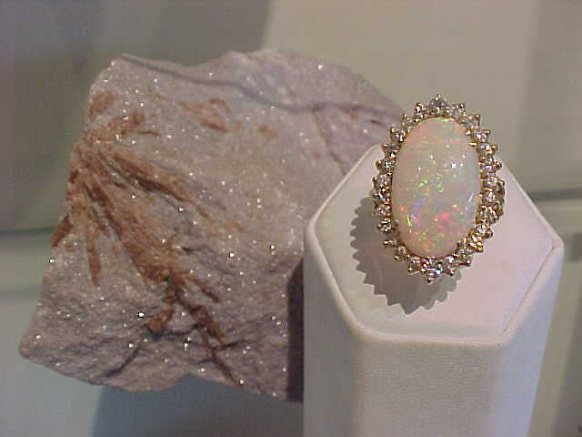 Opal + Diamond classic ring